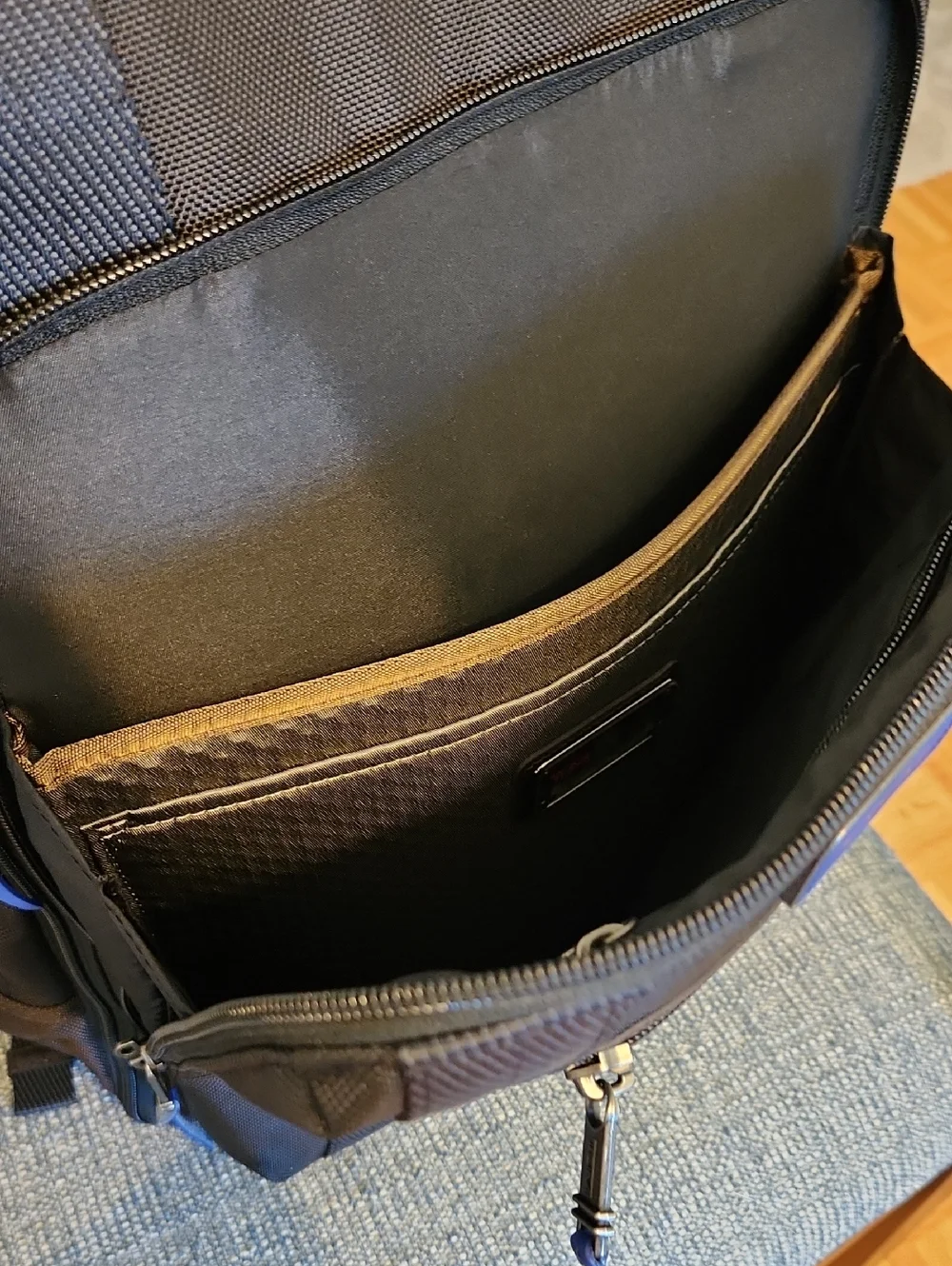 NWT TUMI Delante Black and Blue Men's Carryon Backpack